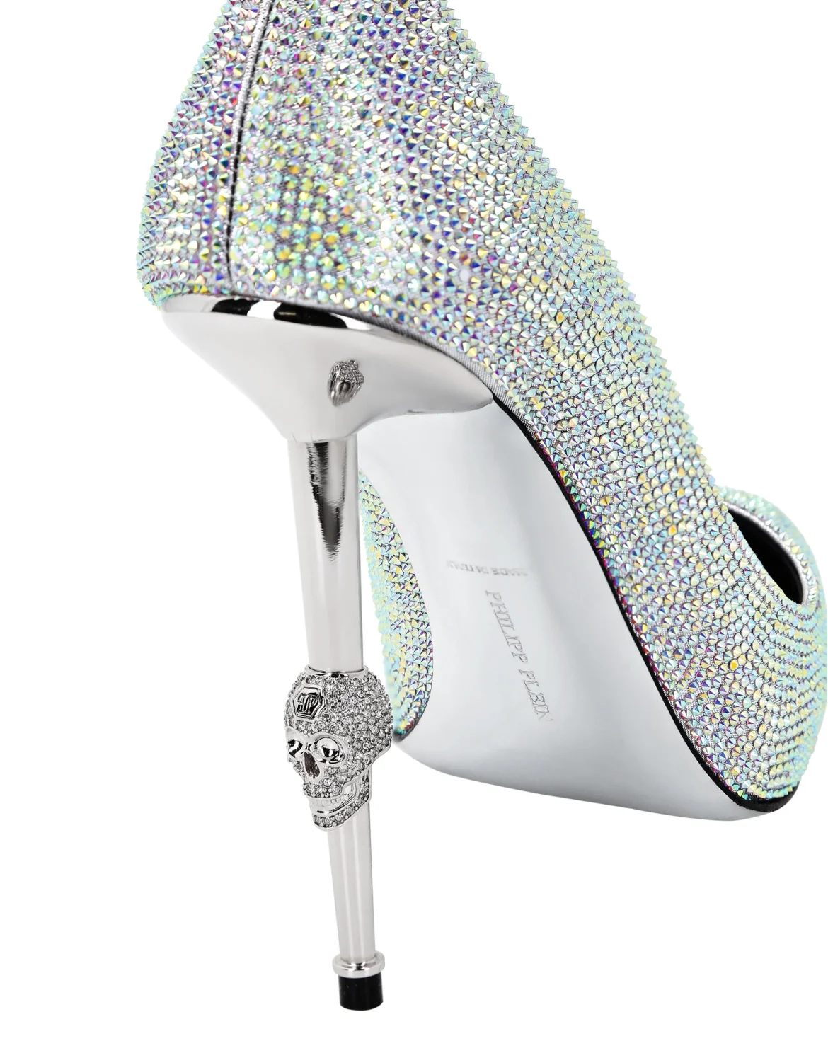 Skull Heel Crystal Pumps, цвет: Белый