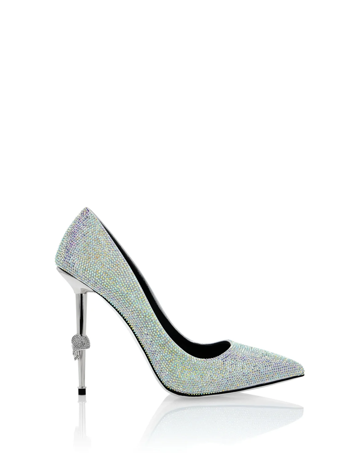 Skull Heel Crystal Pumps, цвет: Белый