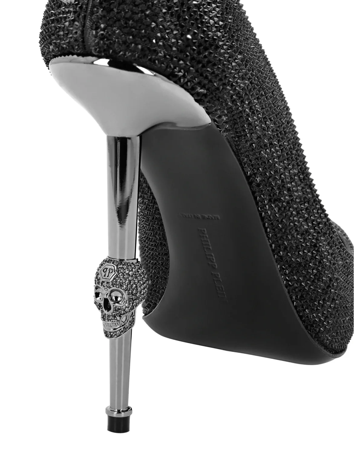 Skull Heel Crystal Pumps, цвет: Черный