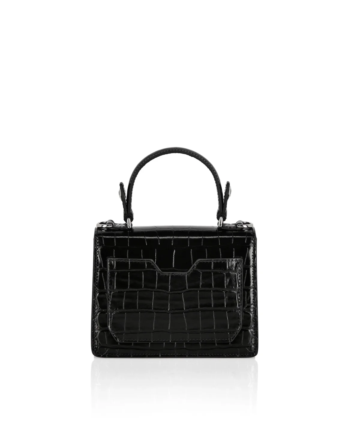 Croco Embossed Superheroin Small Handle bag, цвет: Черный