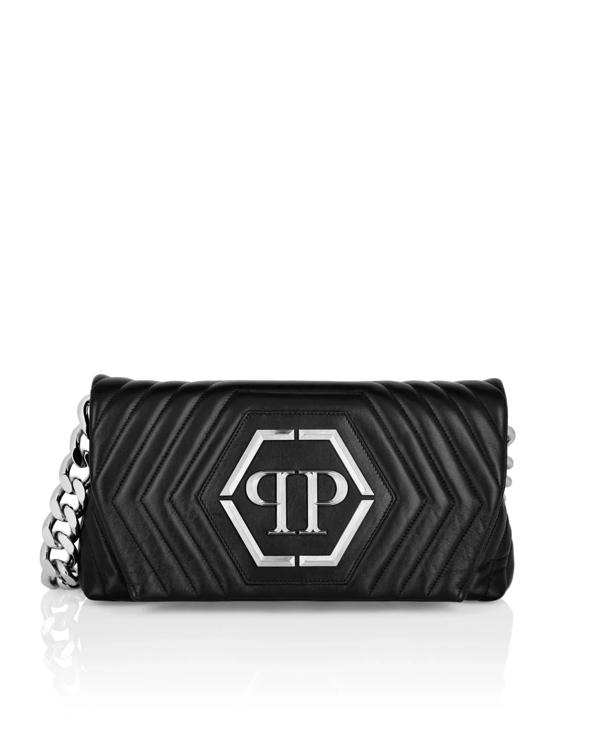 Small Nappa Matellase` Shoulder Bag Hexagon, цвет: Черный