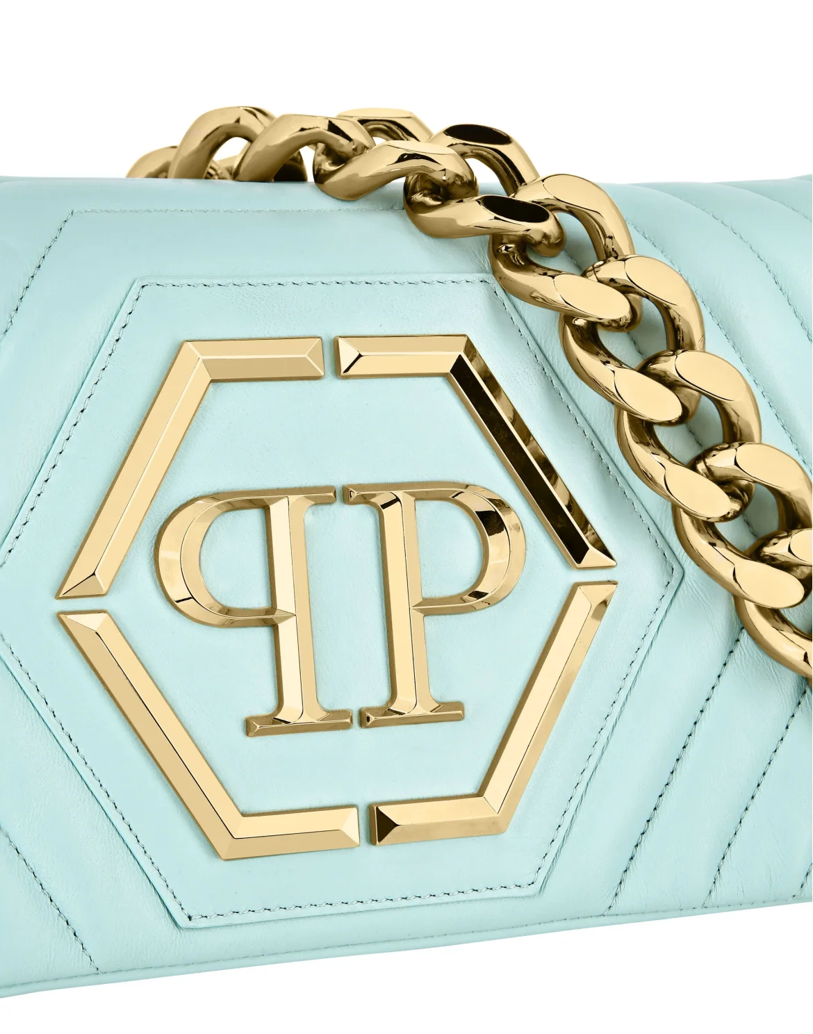 Small Nappa Matellase` Shoulder Bag Hexagon, цвет: Голубой