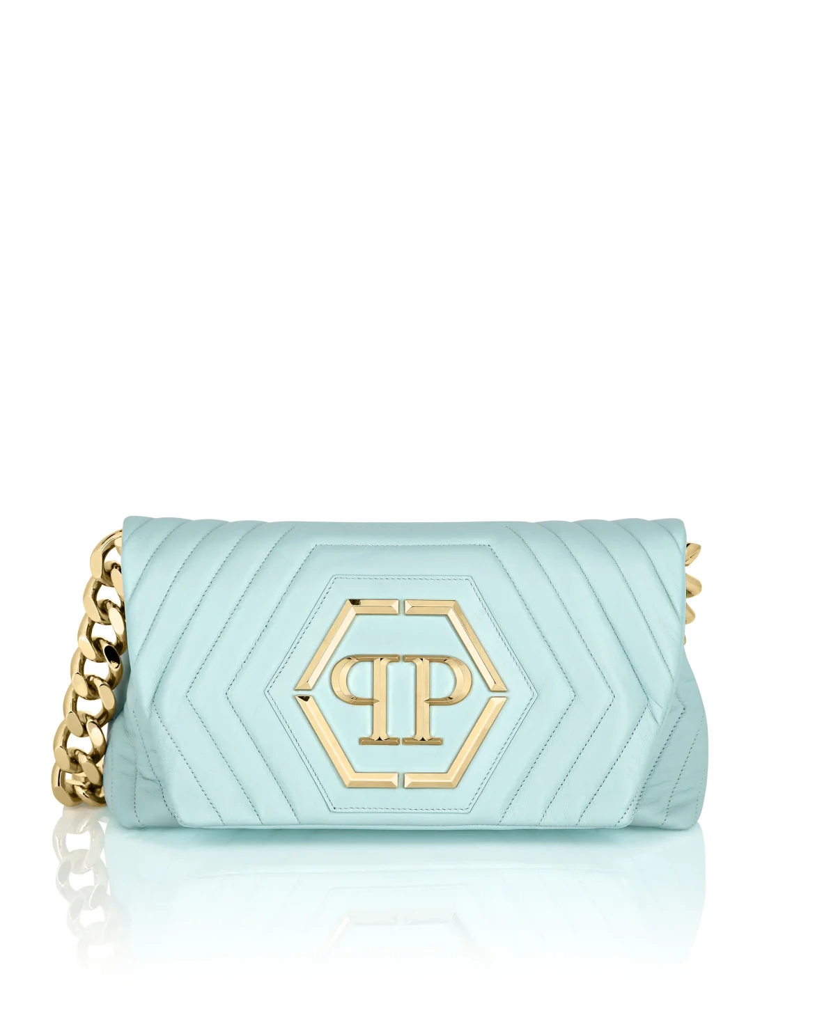 Small Nappa Matellase` Shoulder Bag Hexagon, цвет: Голубой