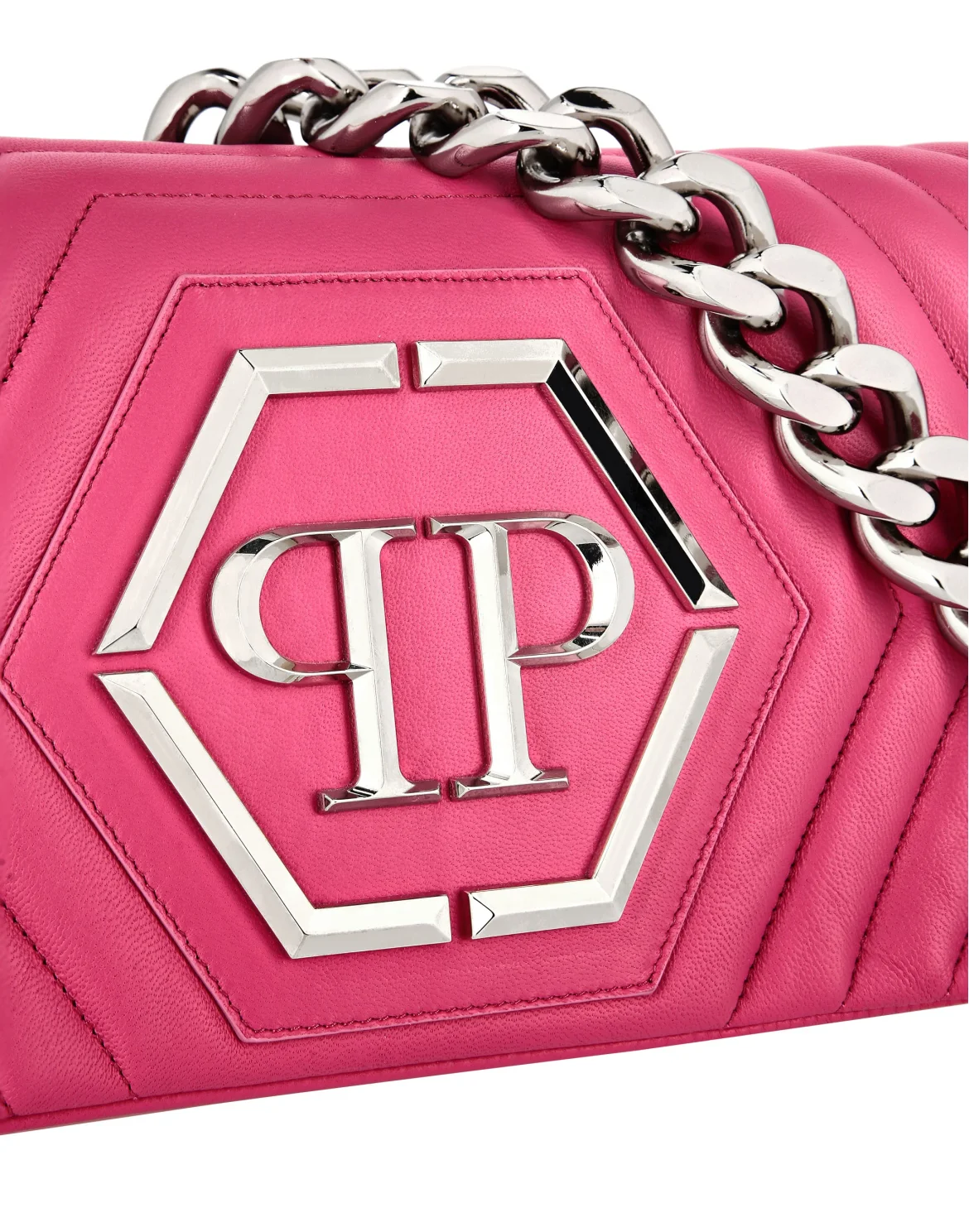 Small Nappa Matellase` Shoulder Bag Hexagon, цвет: Розовый