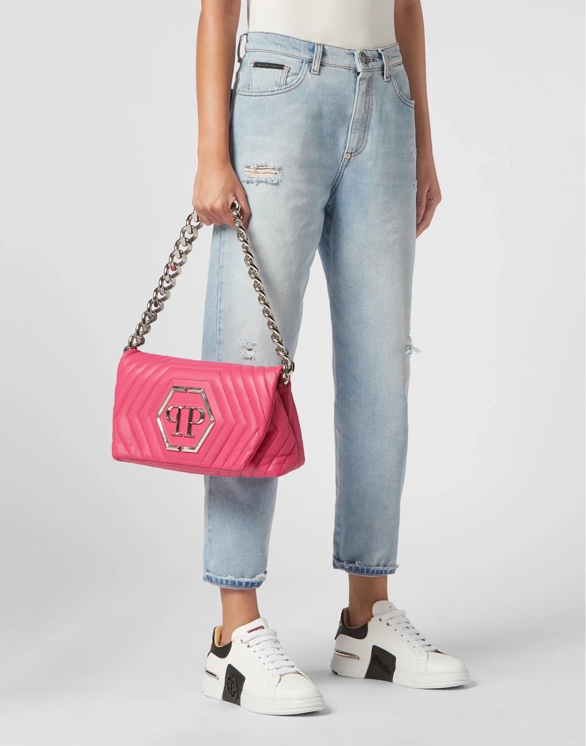 Small Nappa Matellase` Shoulder Bag Hexagon, цвет: Розовый