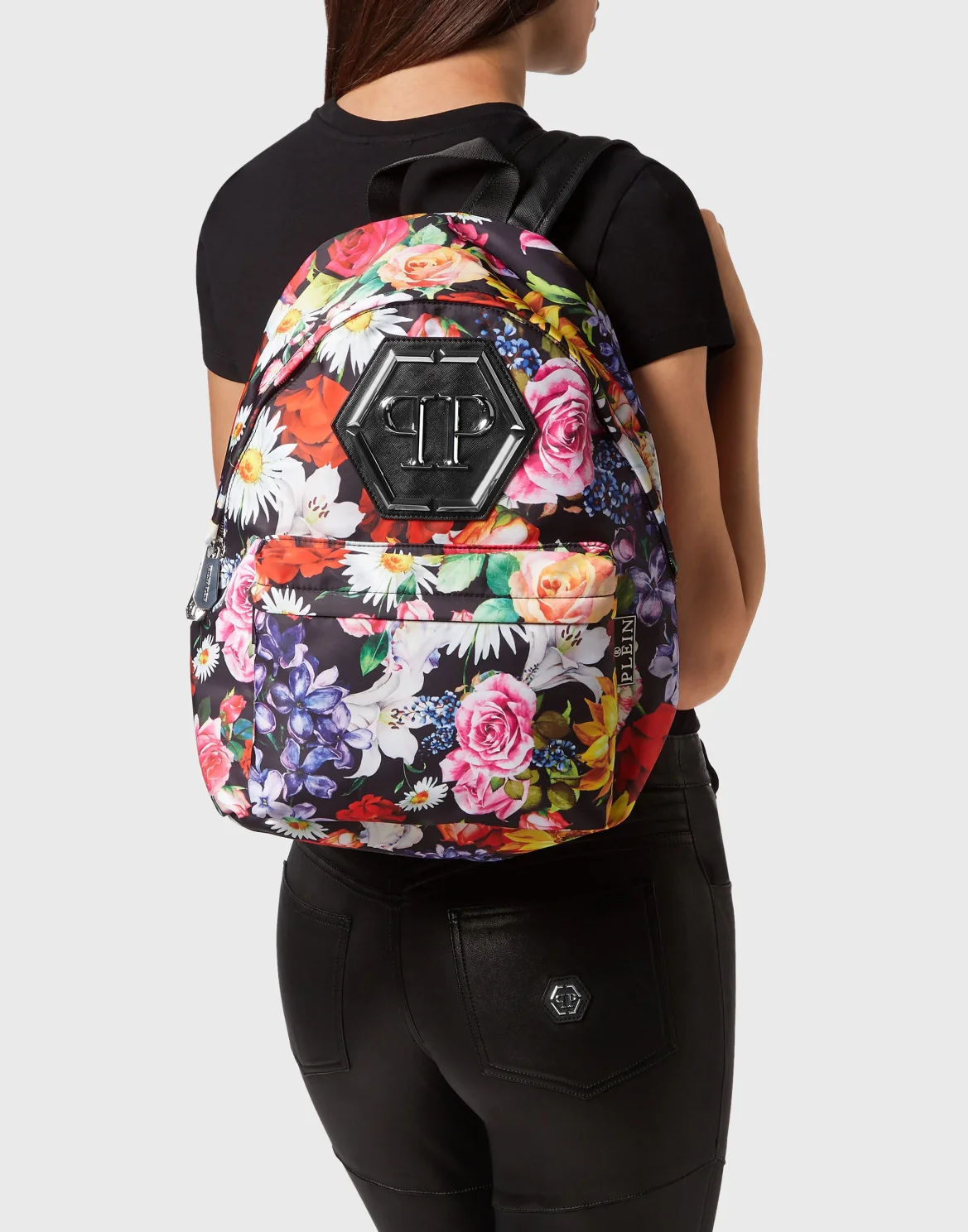 Nylon Backpack Love Flowers, цвет: Черный