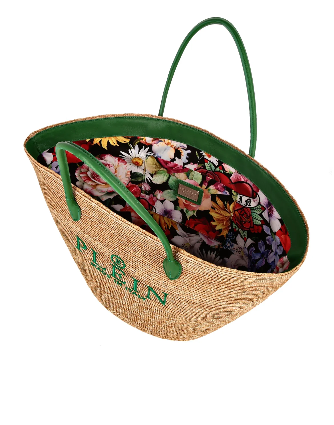 Raffia Handle Bag Iconic Plein, цвет: Бежевый