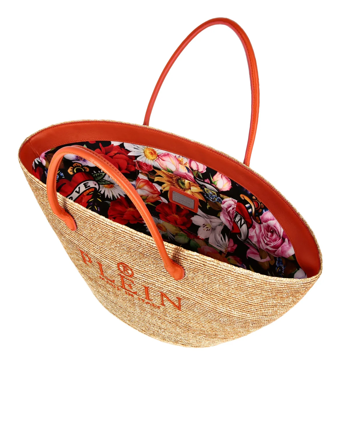 Raffia Handle Bag Iconic Plein, цвет: Бежевый