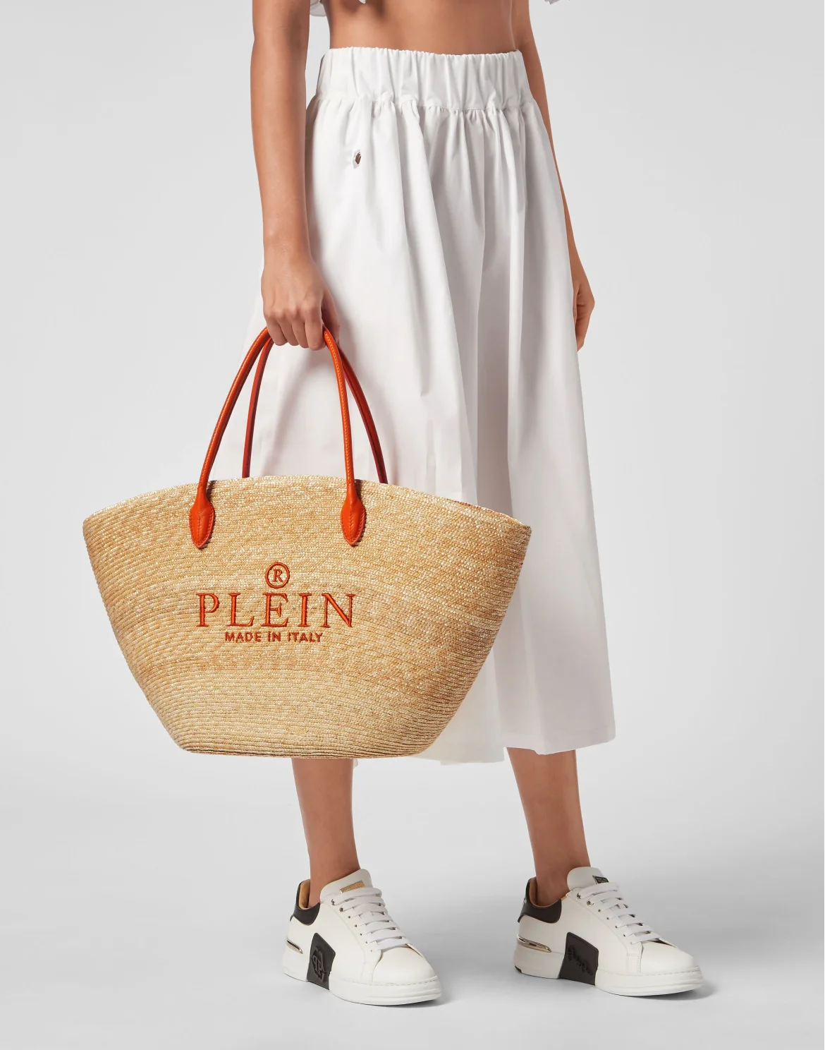 Raffia Handle Bag Iconic Plein, цвет: Бежевый