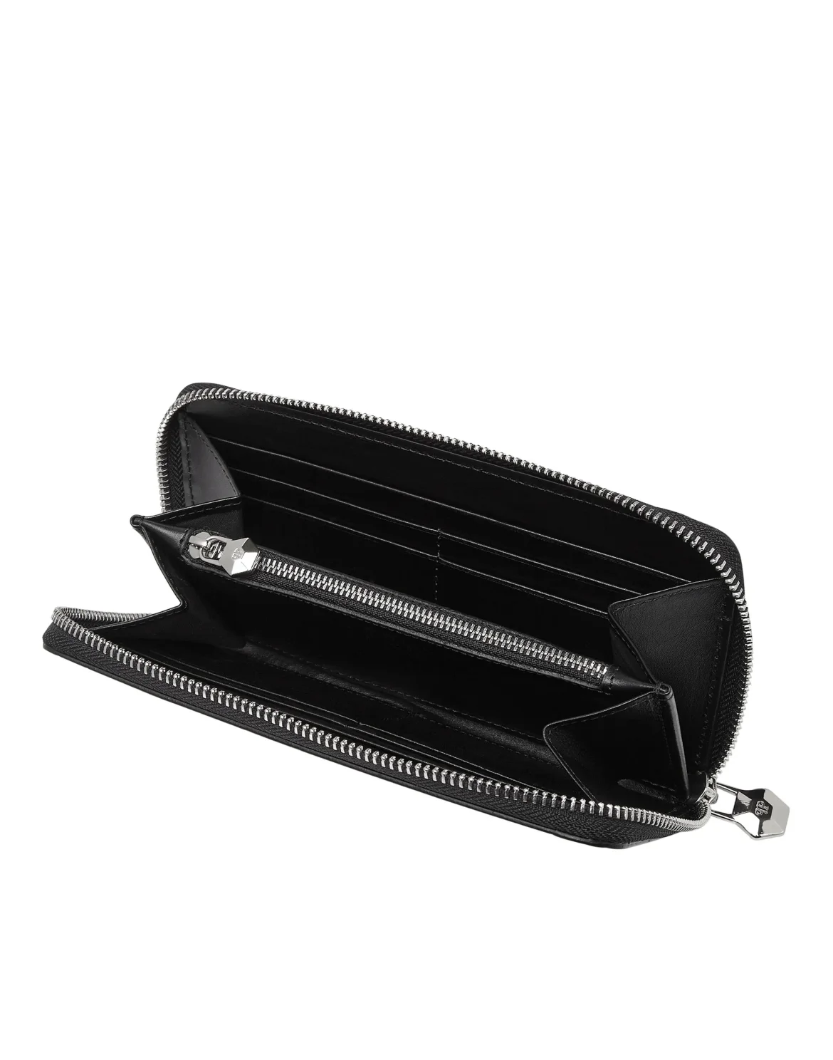 Croco Embossed Round Zip Wallet, цвет: Черный