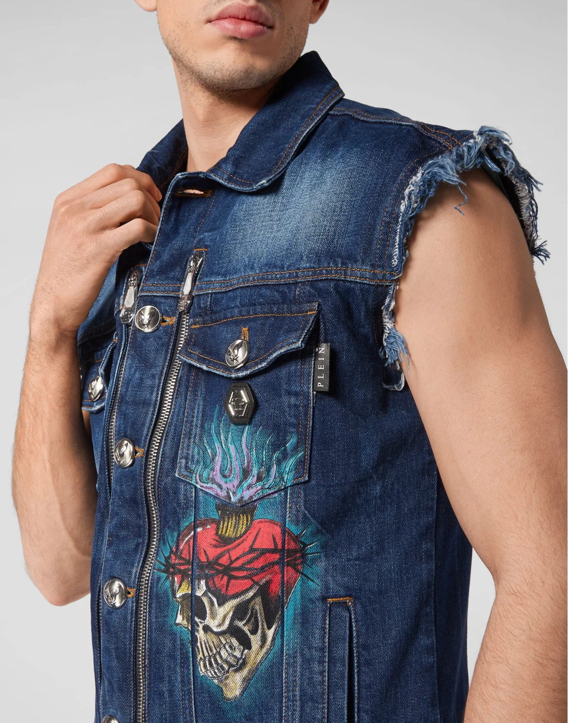 Denim Vest Love Tattoo, цвет: Синий
