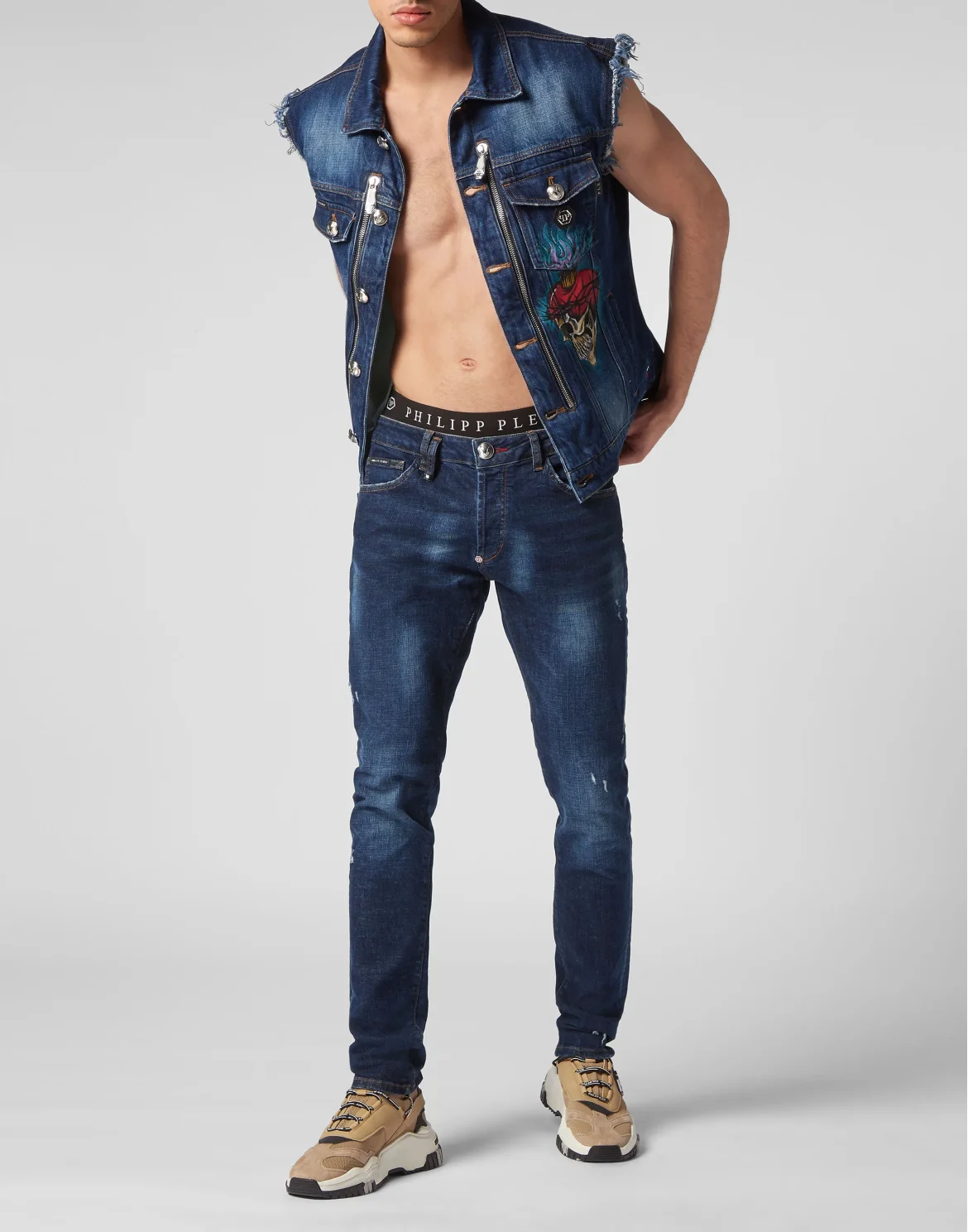 Denim Vest Love Tattoo, цвет: Синий