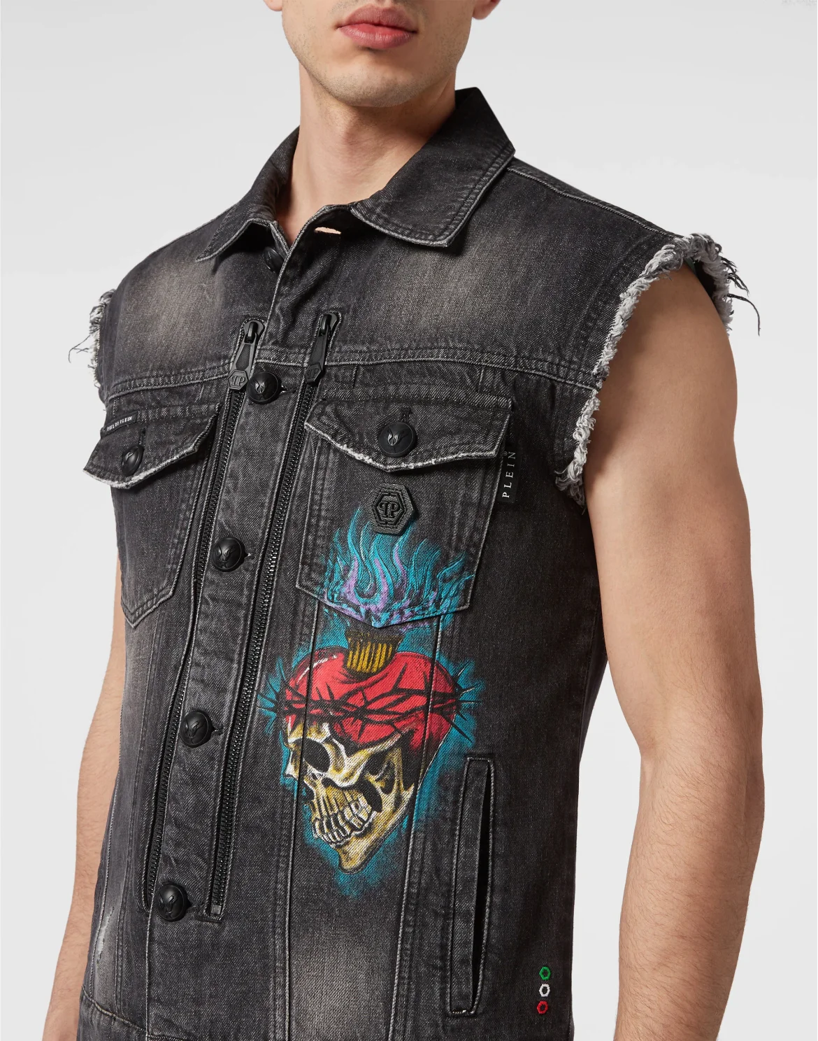 Denim Vest Love Tattoo, цвет: Серый