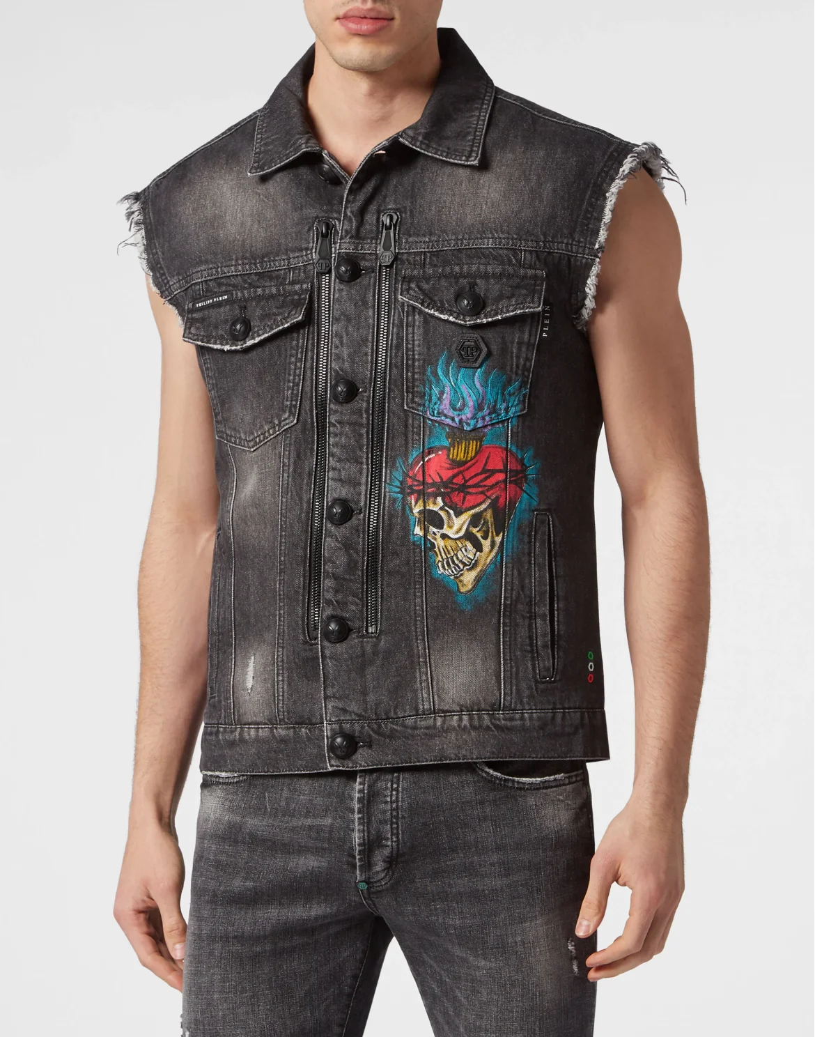 Denim Vest Love Tattoo, цвет: Серый