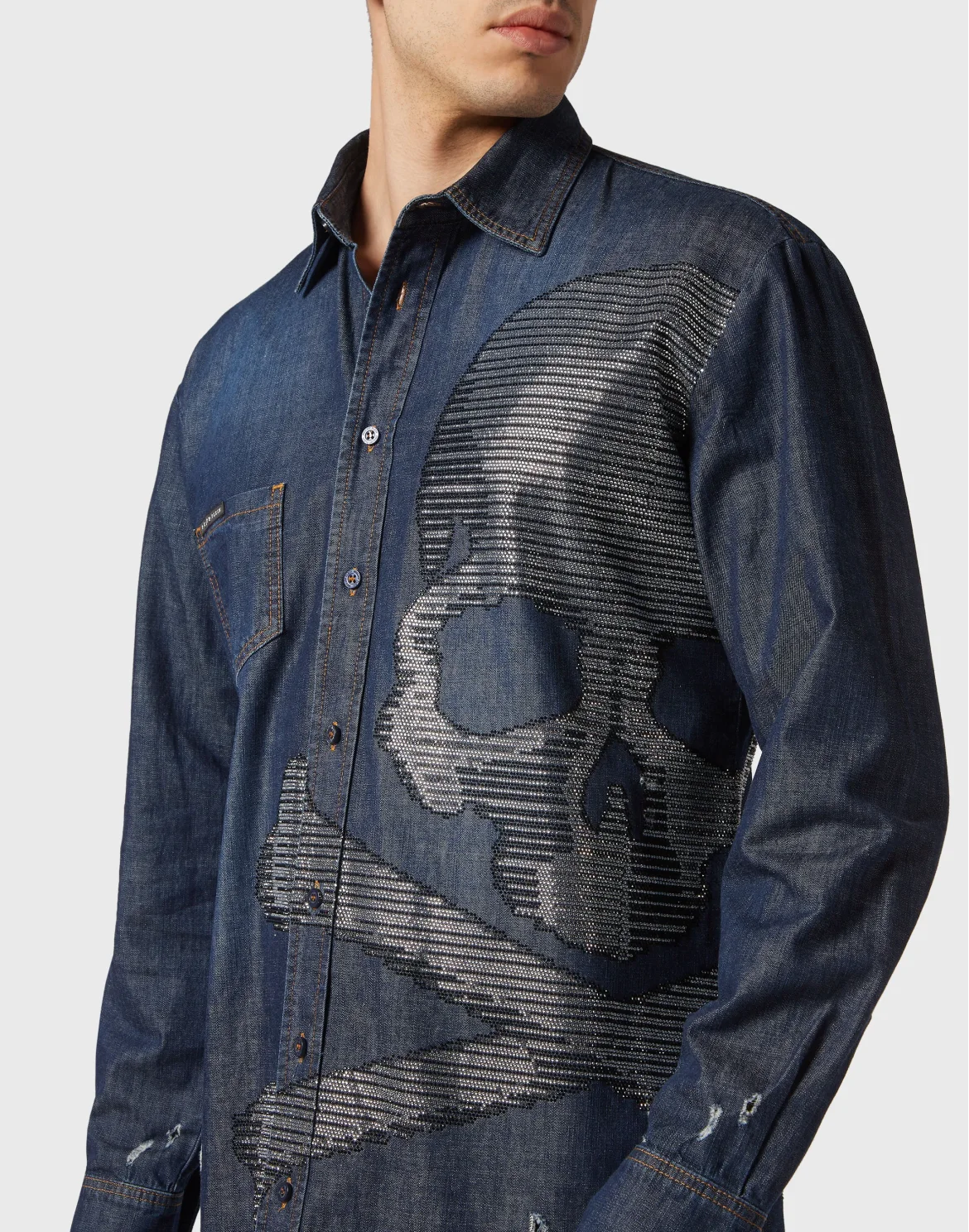 Denim Shirt LS Skull&Bones, цвет: Синий