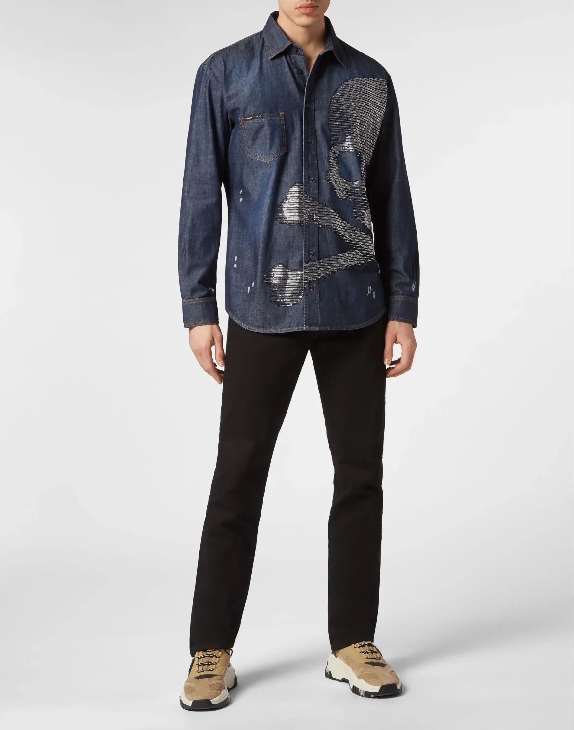 Denim Shirt LS Skull&Bones, цвет: Синий