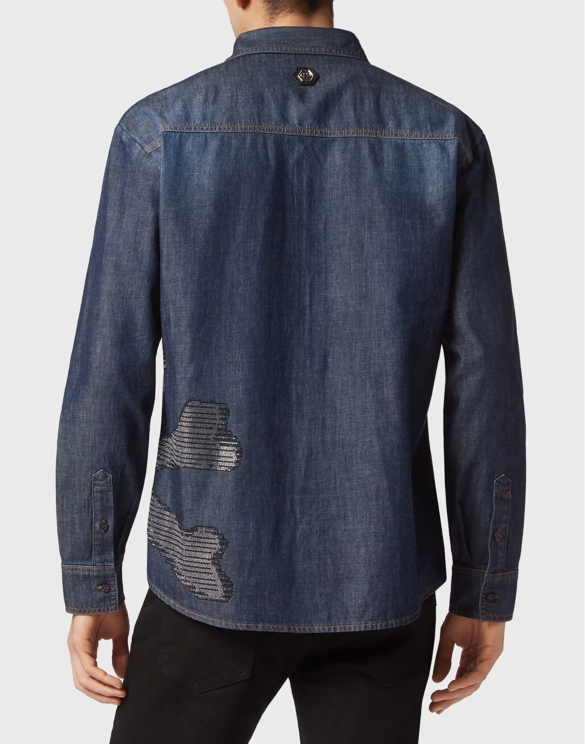 Denim Shirt LS Skull&Bones, цвет: Синий