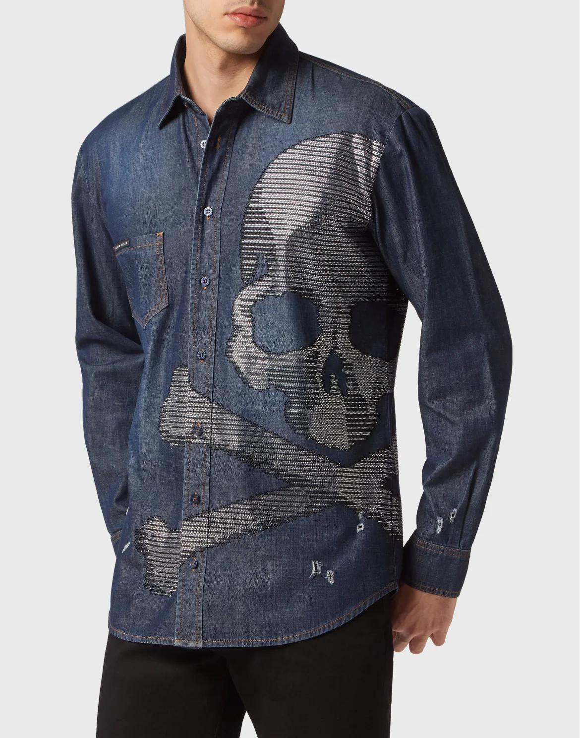 Denim Shirt LS Skull&Bones, цвет: Синий