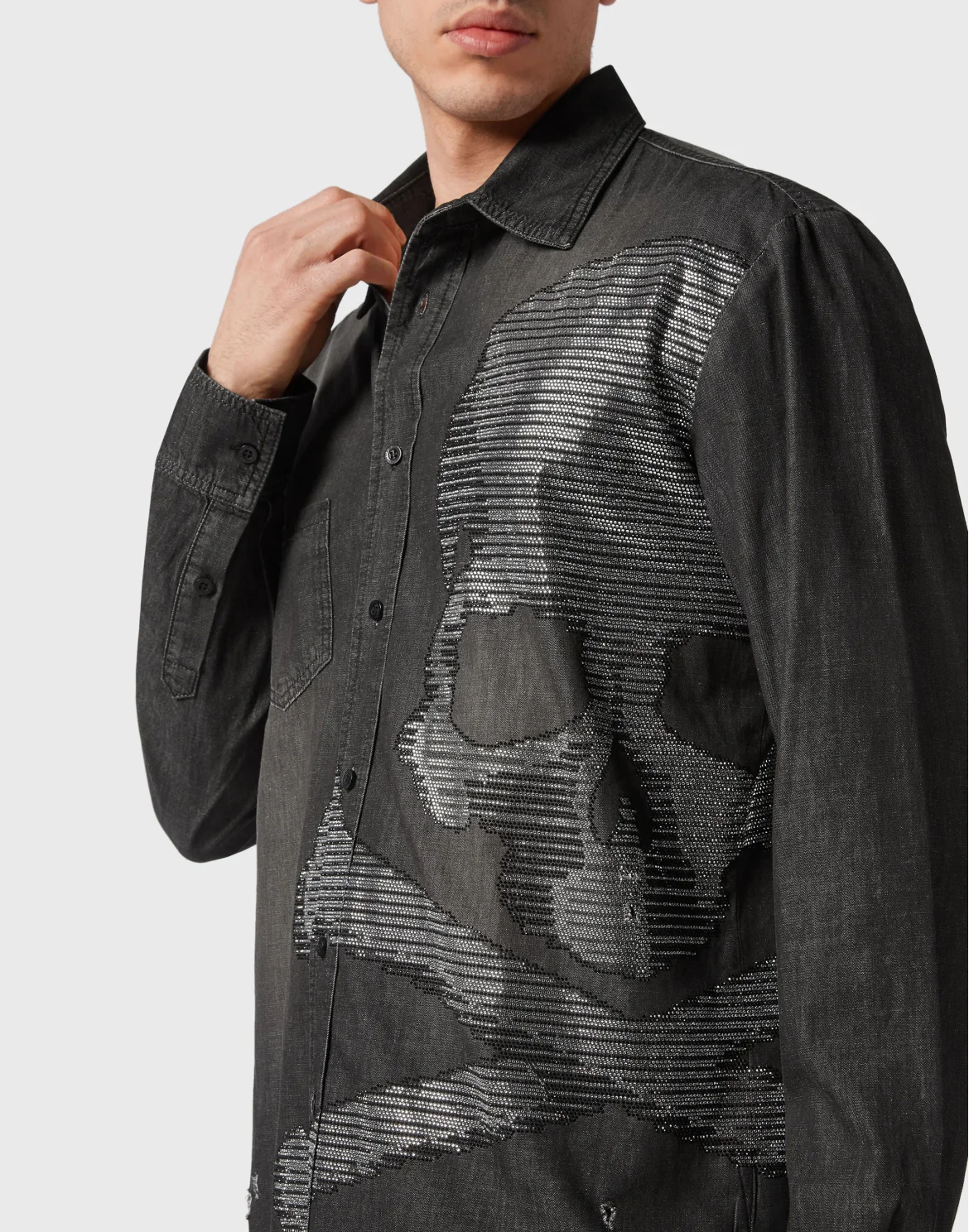 Denim Shirt LS Skull&Bones, цвет: Черный