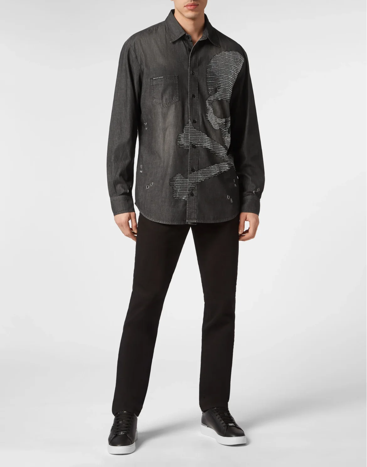 Denim Shirt LS Skull&Bones, цвет: Черный