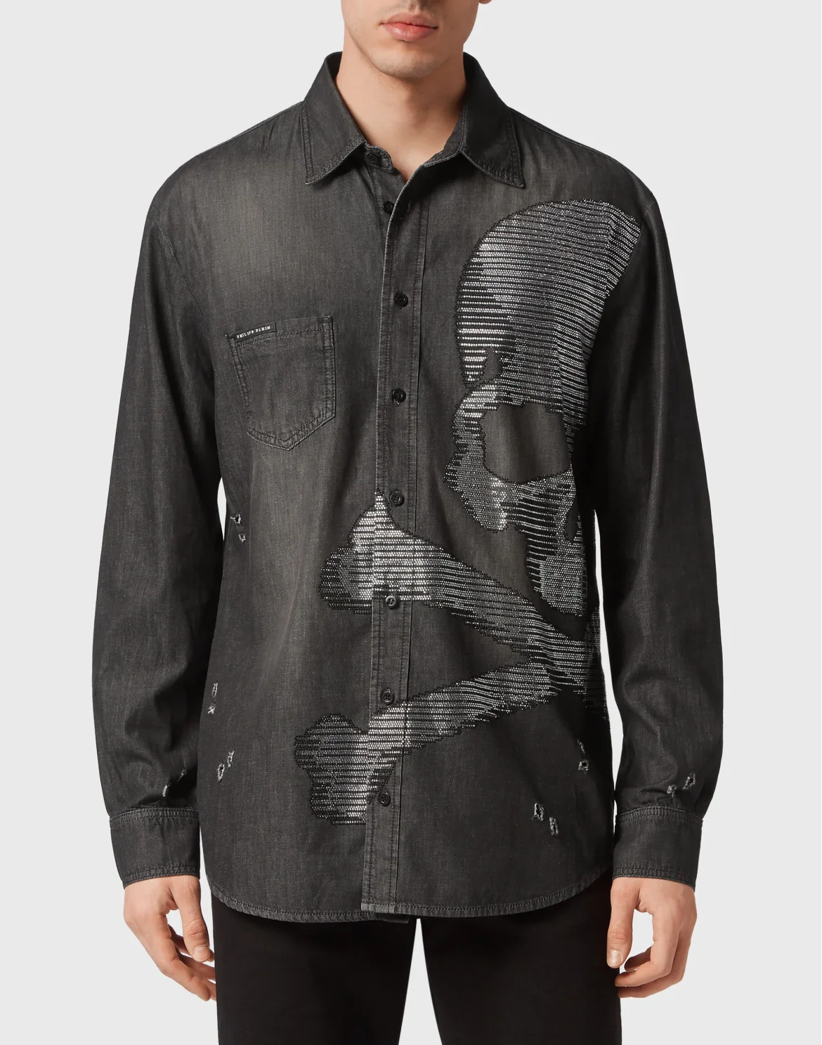 Denim Shirt LS Skull&Bones, цвет: Черный
