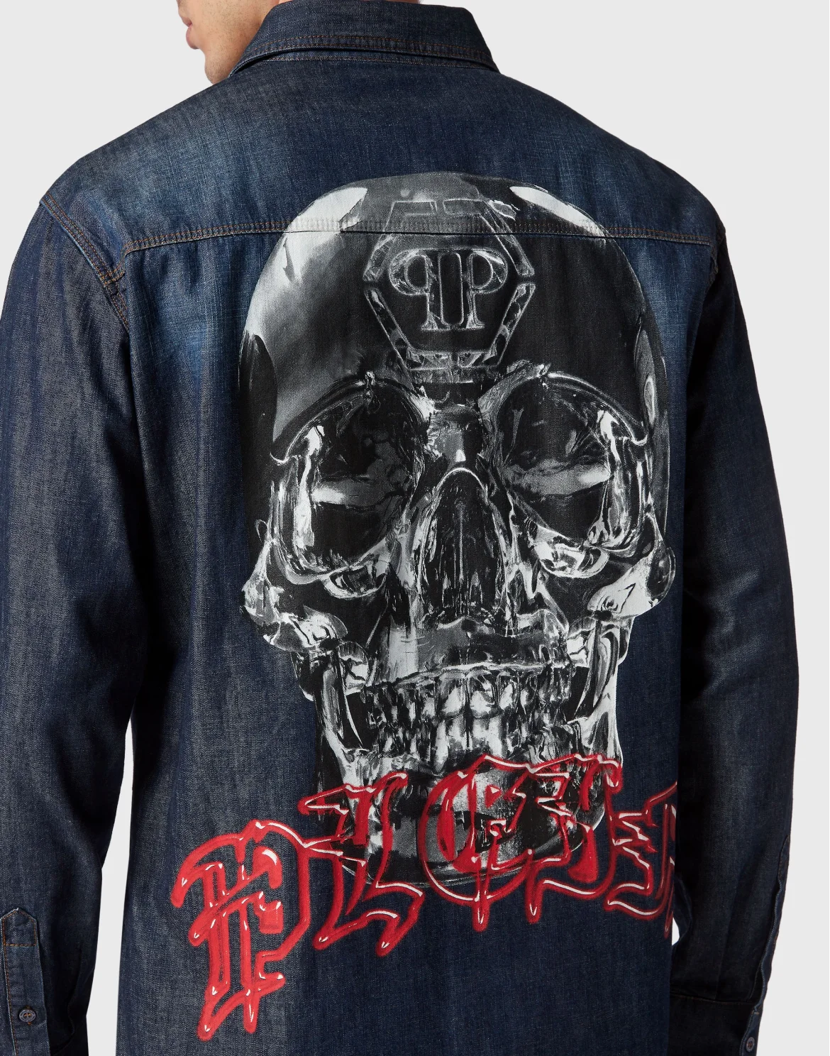 Denim Shirt LS Glass Skull, цвет: Синий