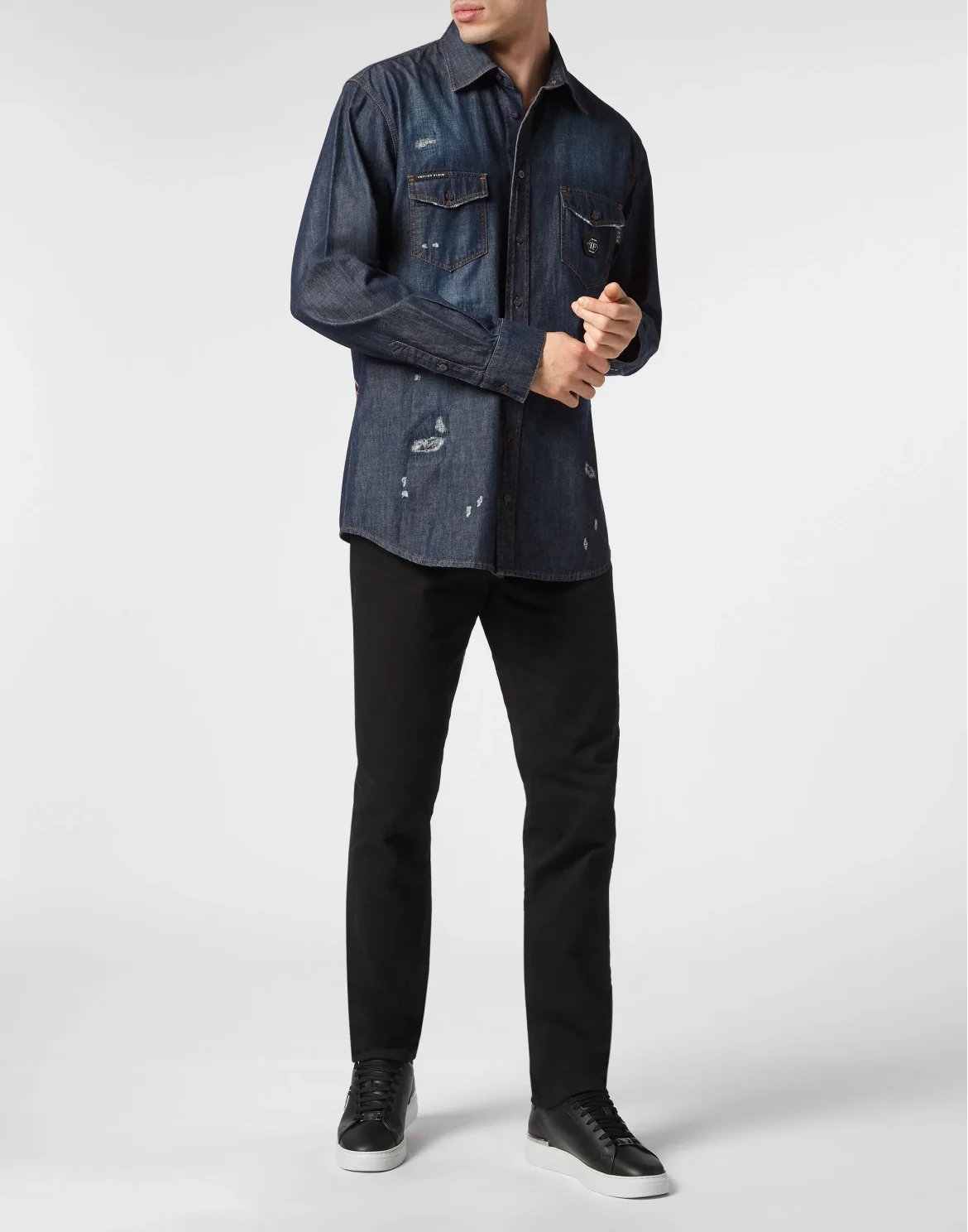 Denim Shirt LS Glass Skull, цвет: Синий