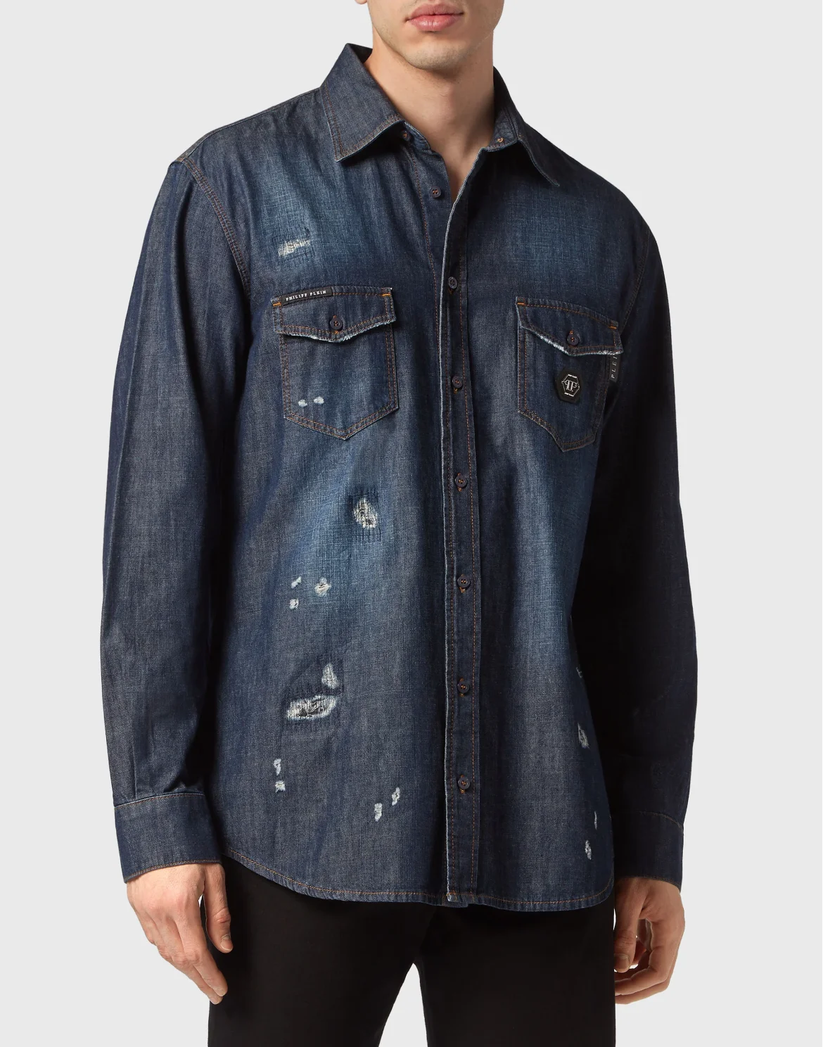Denim Shirt LS Glass Skull, цвет: Синий