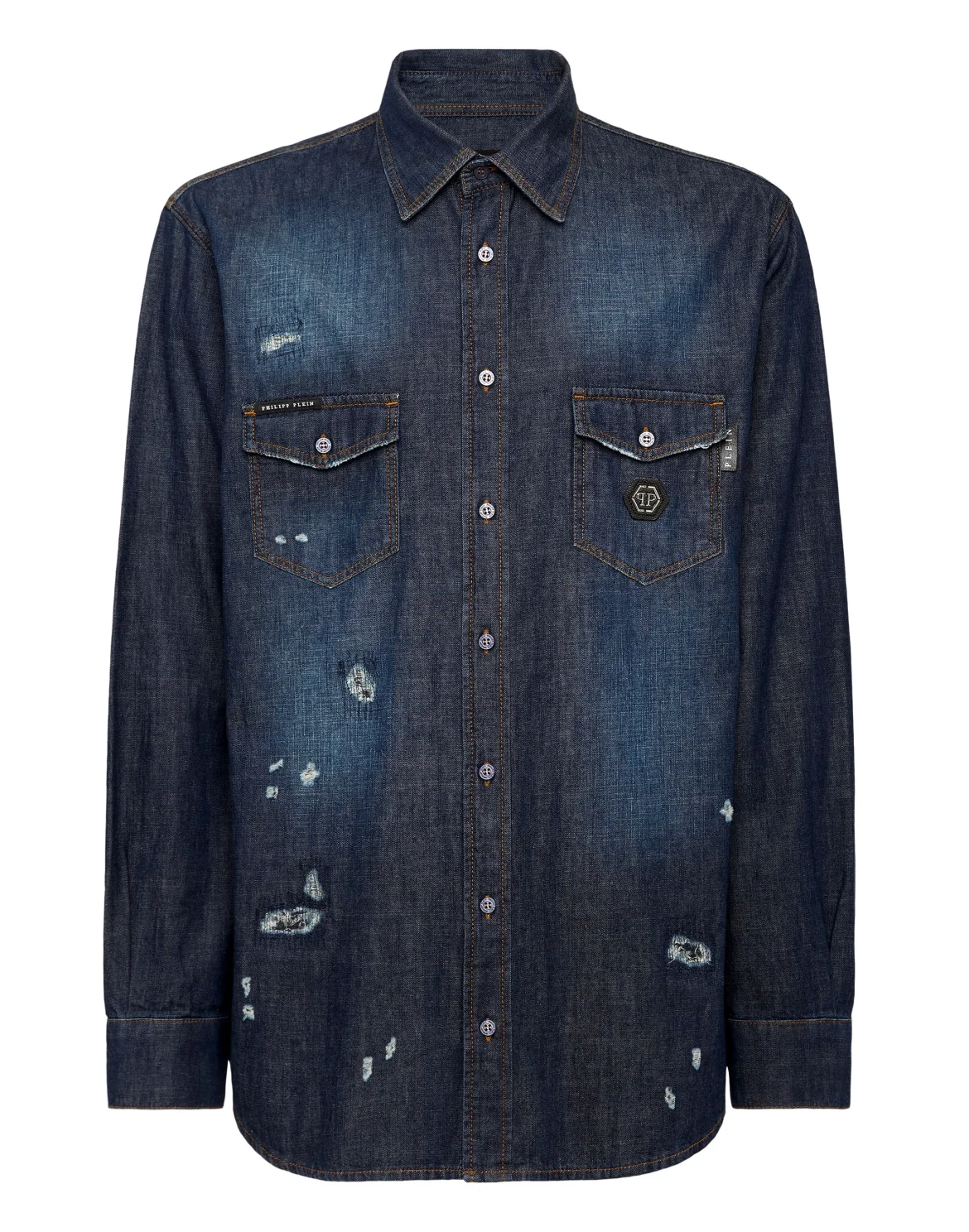 Denim Shirt LS Glass Skull, цвет: Синий