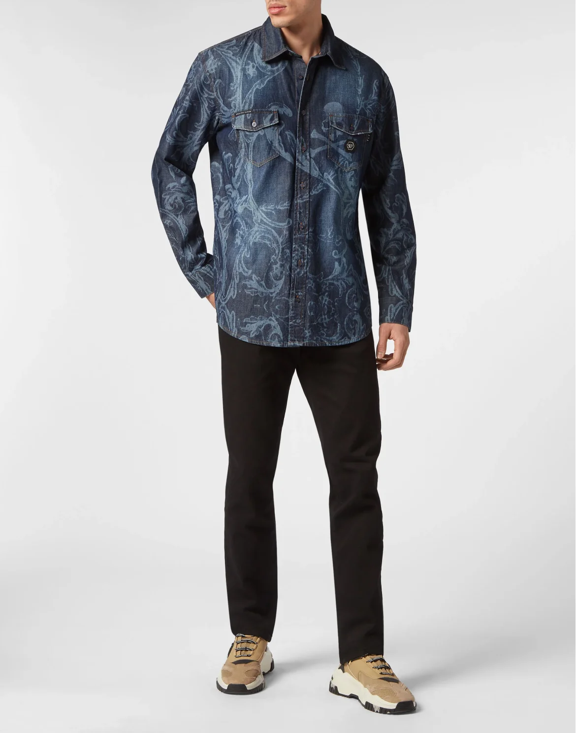 Denim Shirt LS Skull&Bones, цвет: Синий