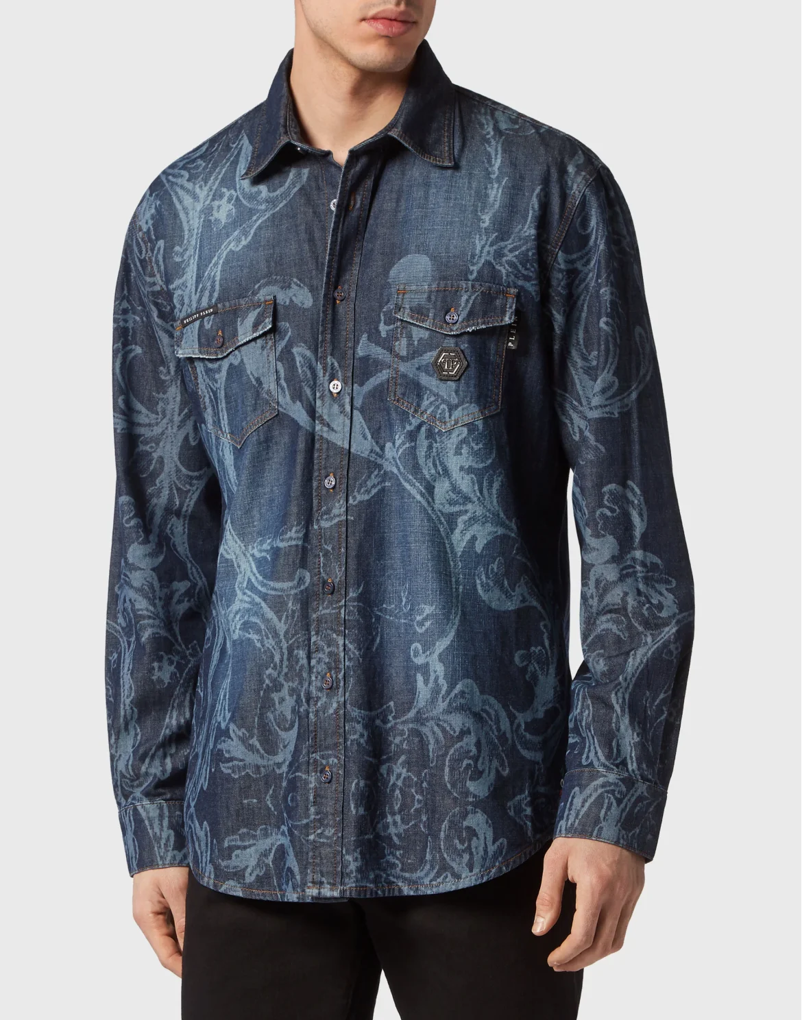 Denim Shirt LS Skull&Bones, цвет: Синий