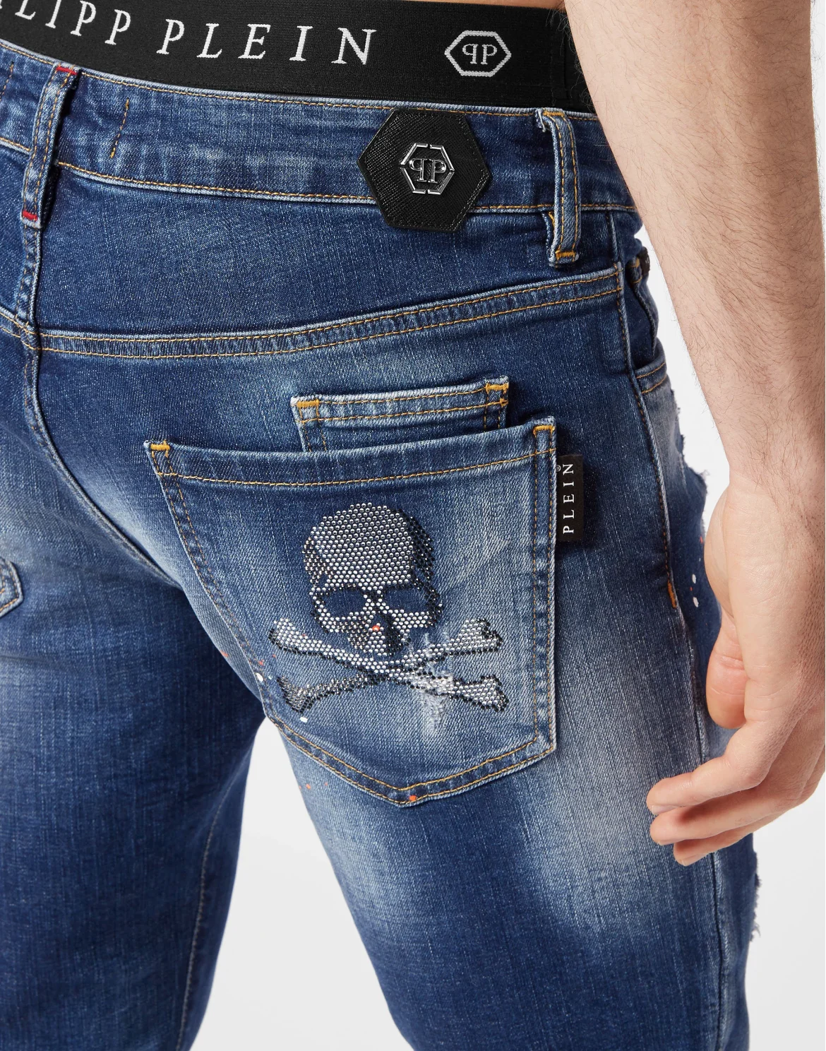 Denim Trousers Super Straight Cut Skull&Bones, цвет: Оранжевый