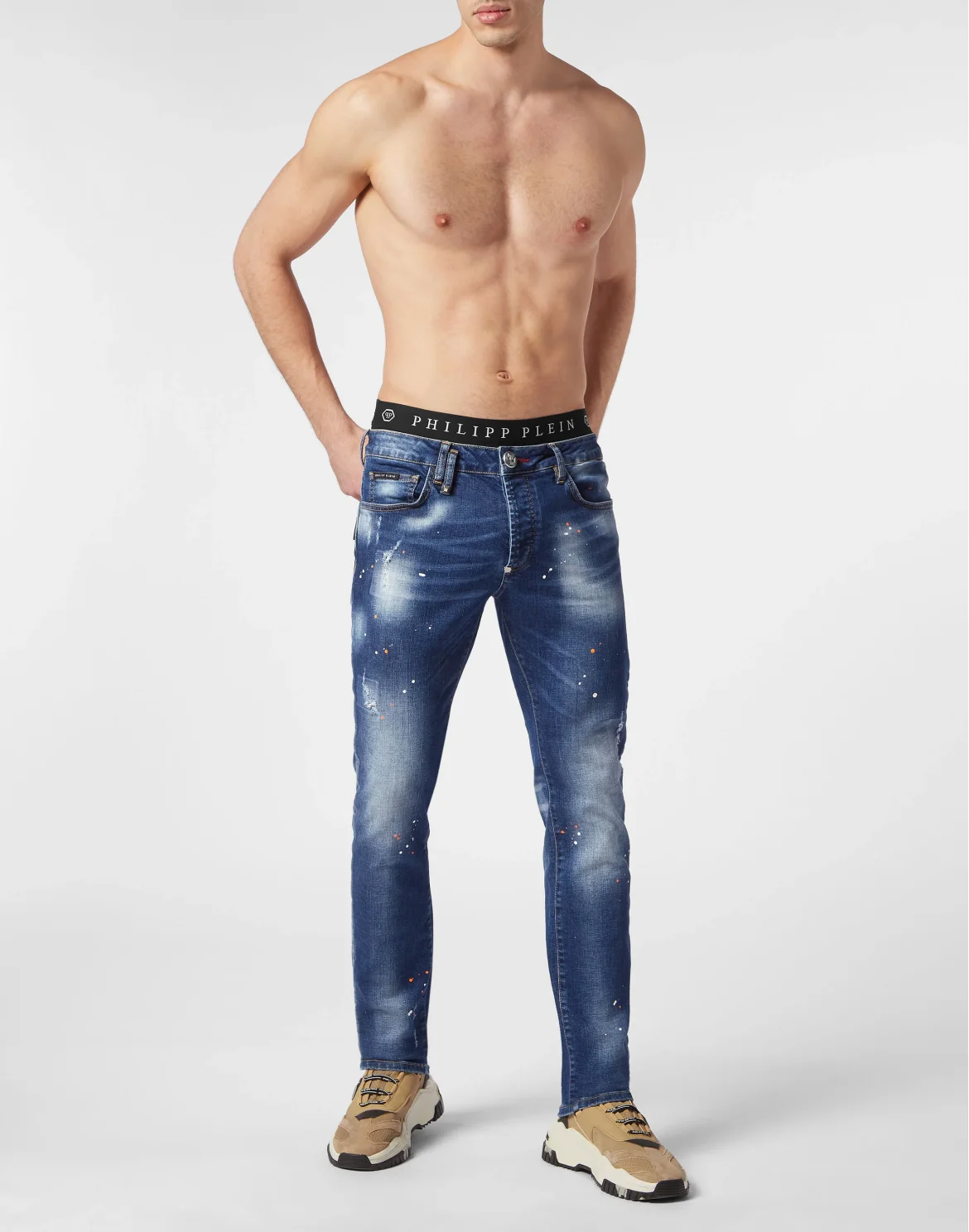 Denim Trousers Super Straight Cut Skull&Bones, цвет: Оранжевый