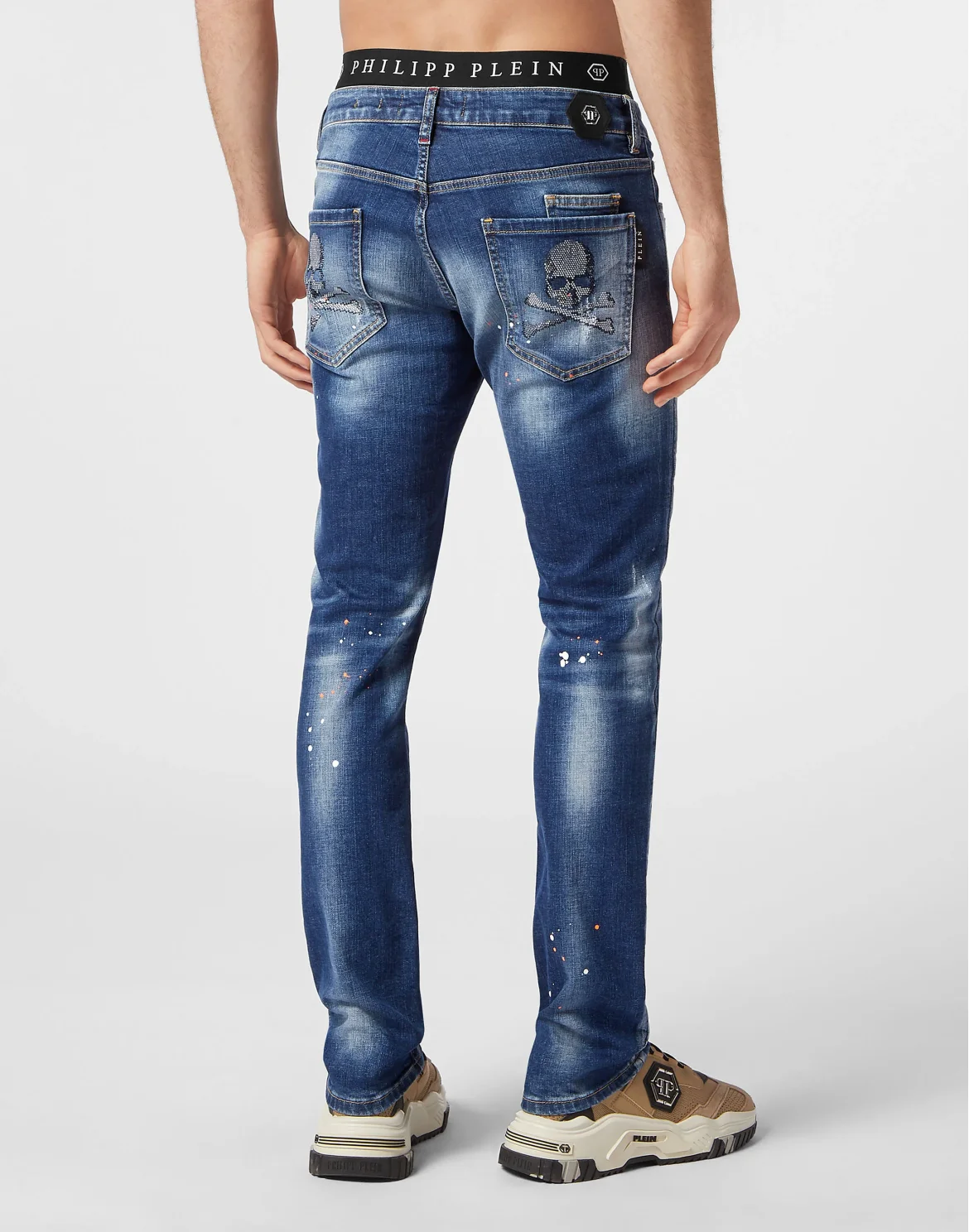 Denim Trousers Super Straight Cut Skull&Bones, цвет: Оранжевый