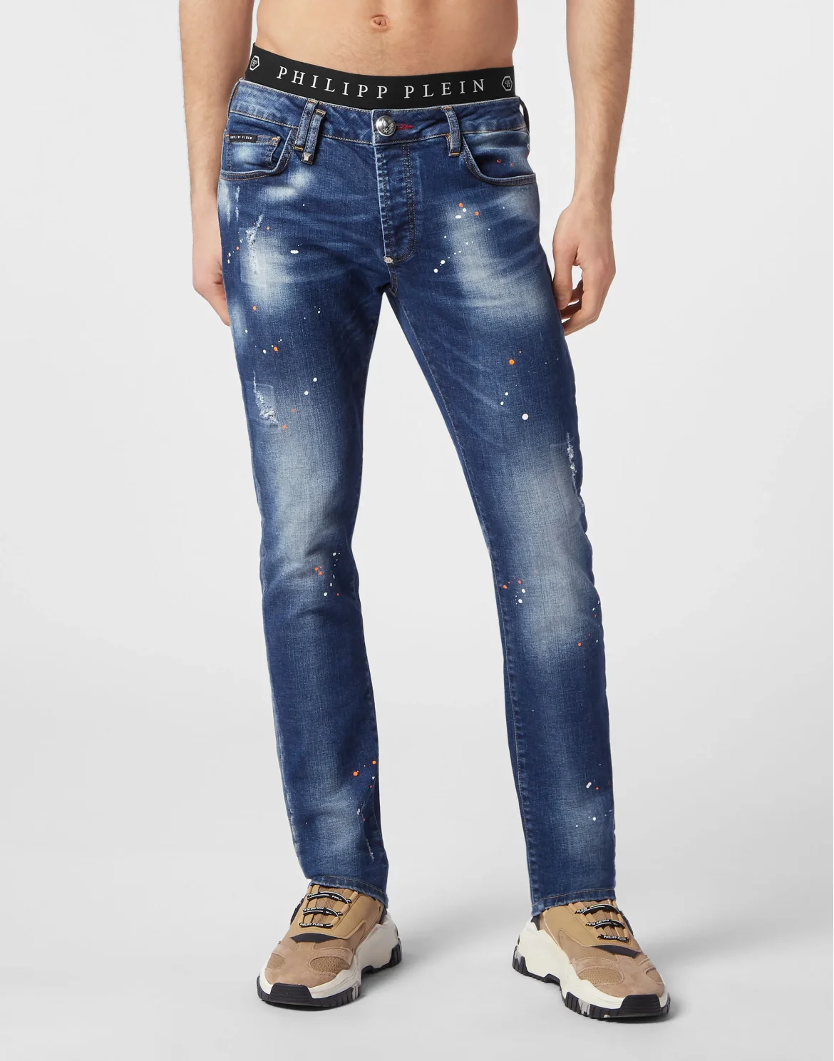 Denim Trousers Super Straight Cut Skull&Bones, цвет: Оранжевый