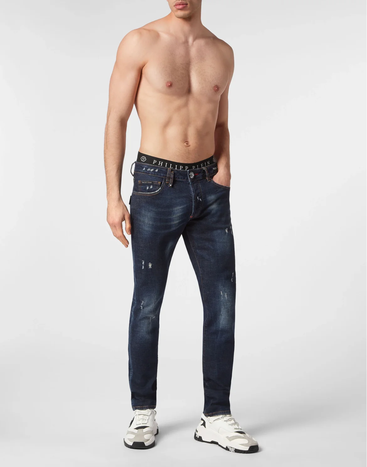 Denim Trousers Super Straight Cut Skull&Bones, цвет: Синий