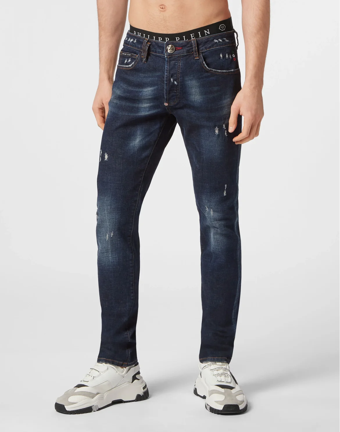 Denim Trousers Super Straight Cut Skull&Bones, цвет: Синий