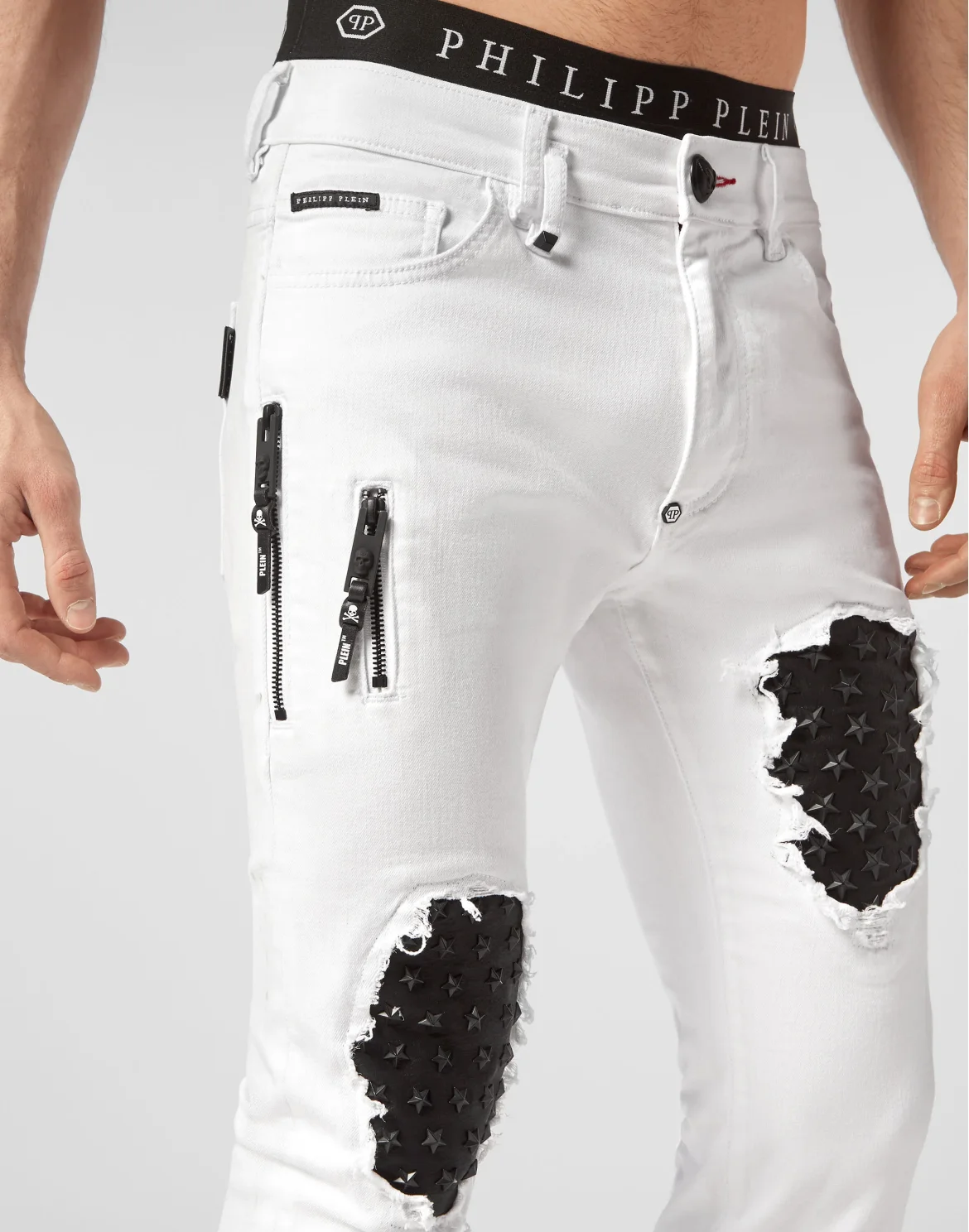 Denim Trousers Biker Fit Stars, цвет: Белый