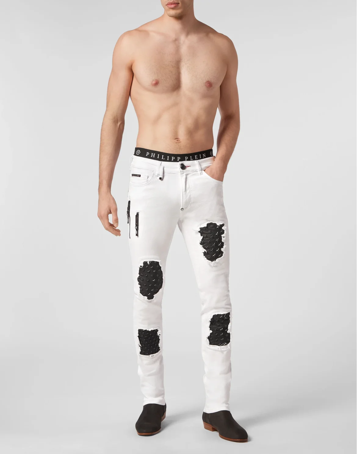 Denim Trousers Biker Fit Stars, цвет: Белый