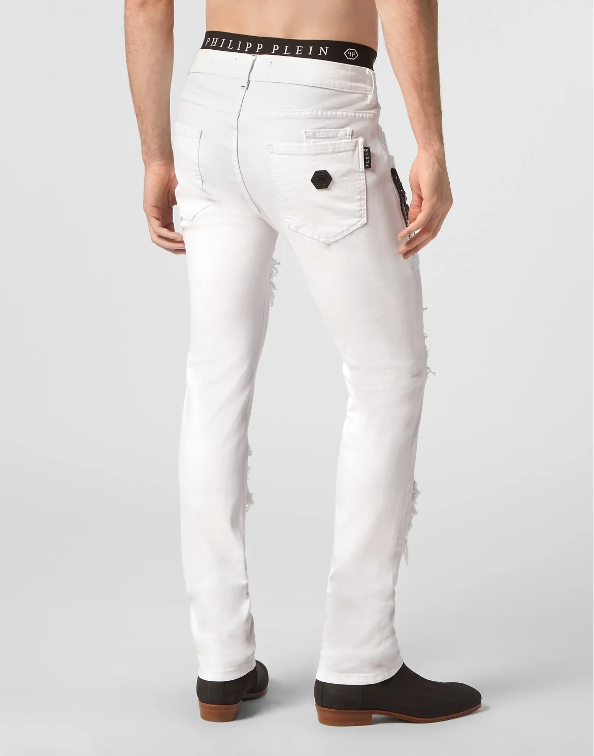 Denim Trousers Biker Fit Stars, цвет: Белый