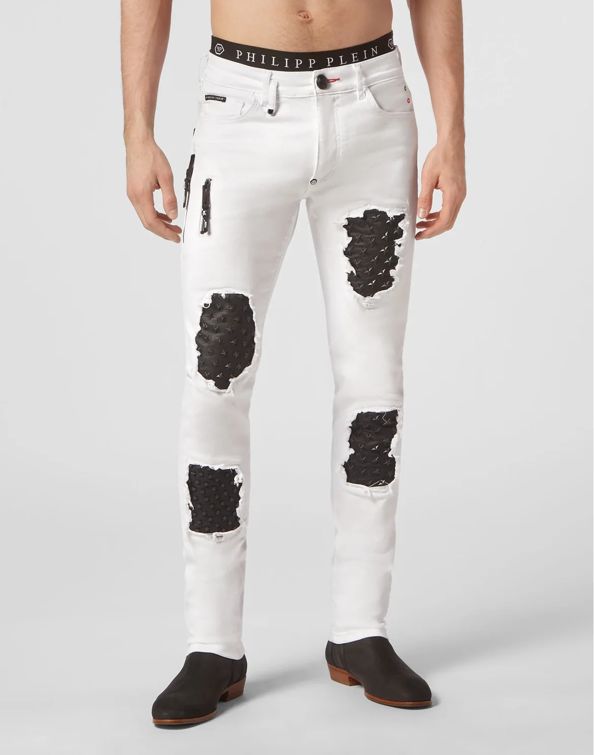 Denim Trousers Biker Fit Stars, цвет: Белый