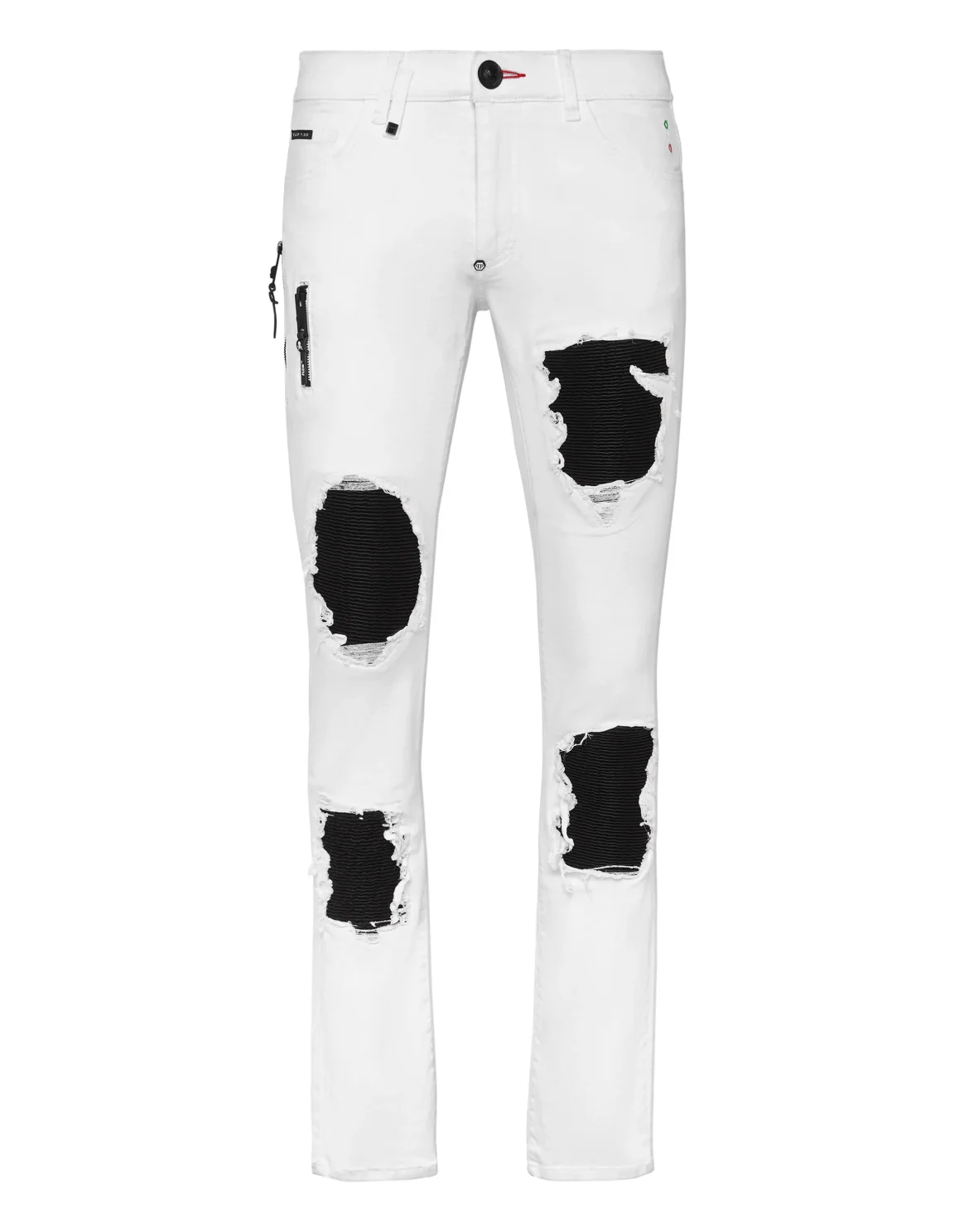 Denim Trousers Biker Fit Destroyed, цвет: Белый