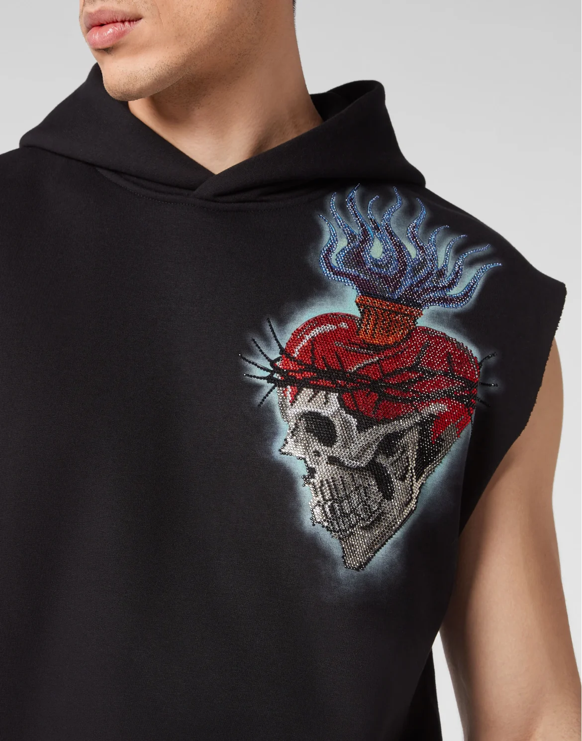 Sleeveless Hoodie sweatshirt Love Tattoo, цвет: Черный