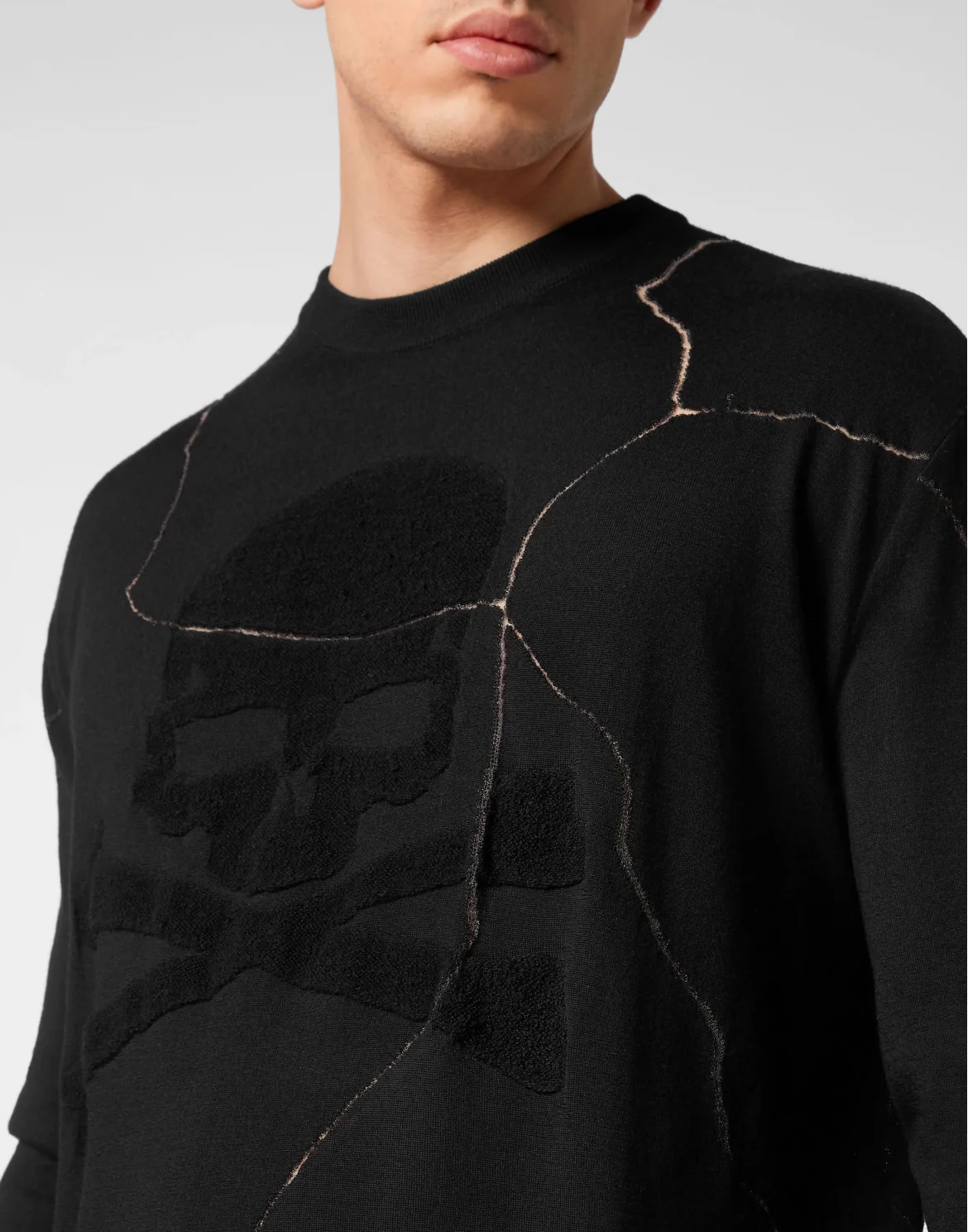 Wool Pullover Round Neck LS Skull&Bones, цвет: Черный