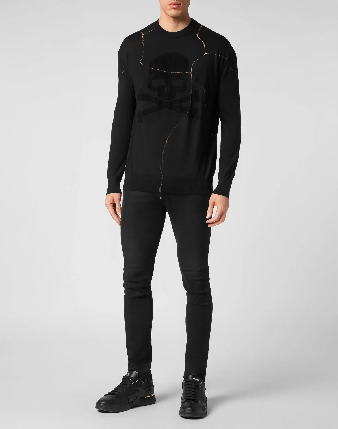 Wool Pullover Round Neck LS Skull&Bones, цвет: Черный