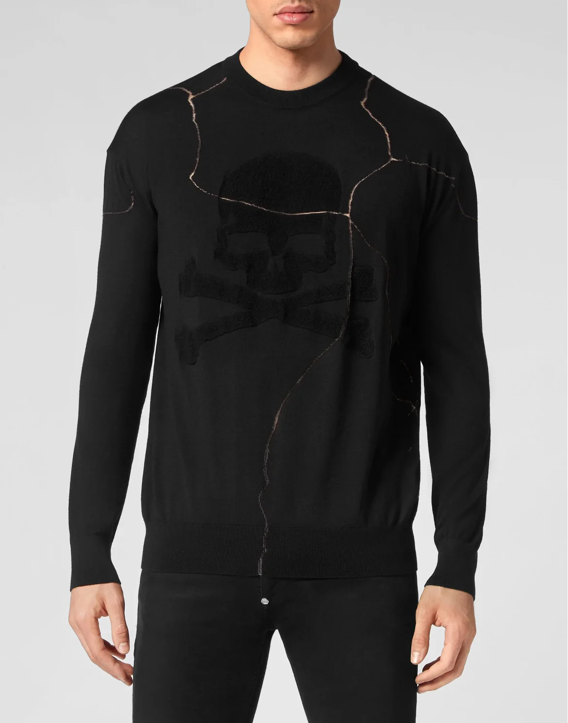 Wool Pullover Round Neck LS Skull&Bones, цвет: Черный
