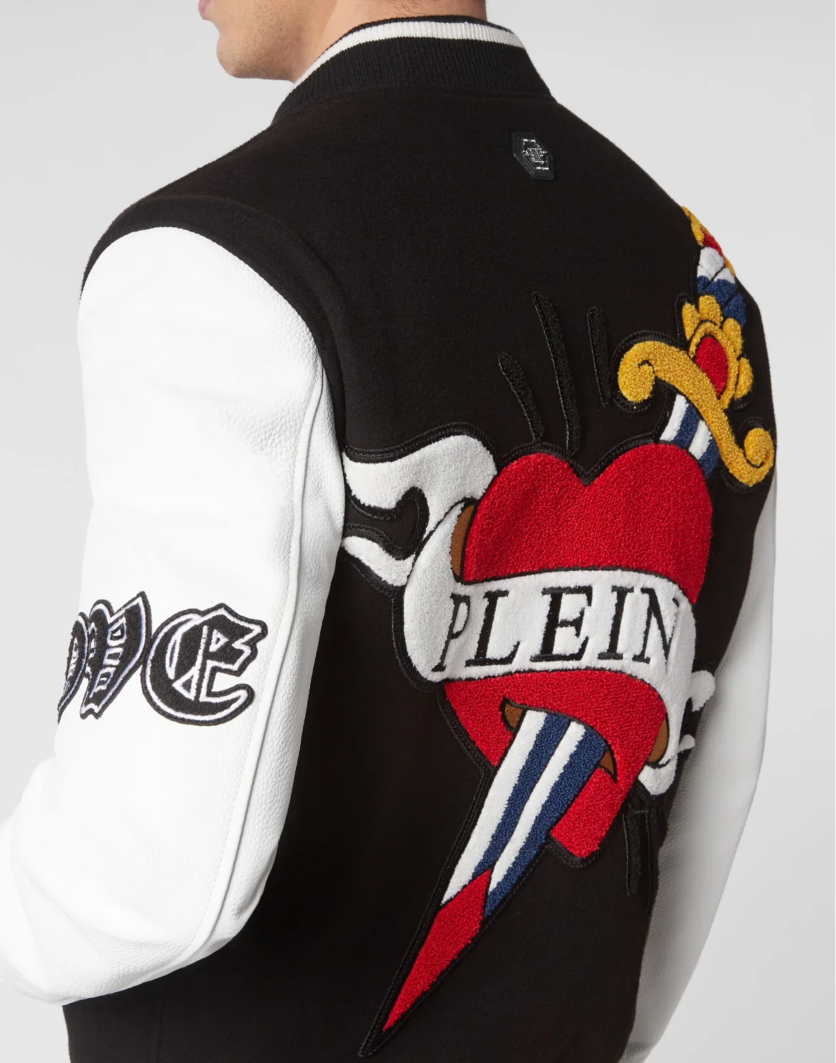 Wool and Letaher Bomber Love Angel, цвет: Черный