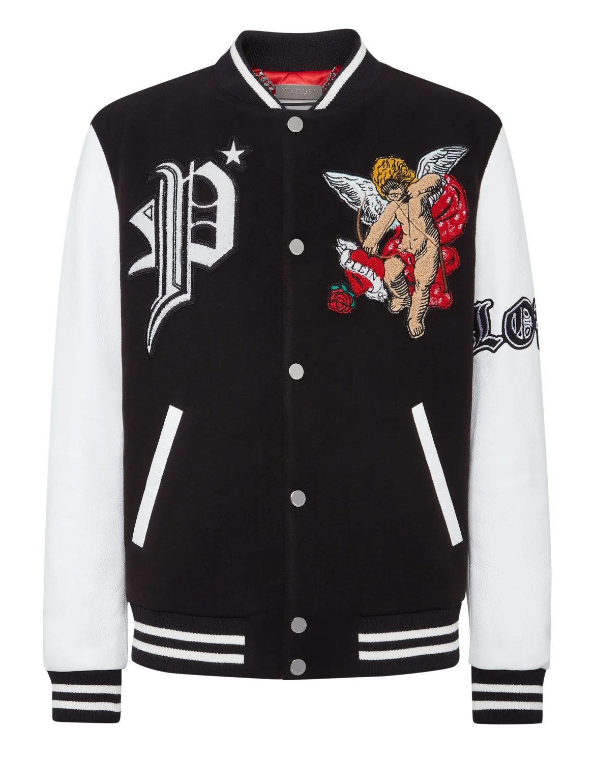 Wool and Letaher Bomber Love Angel, цвет: Черный