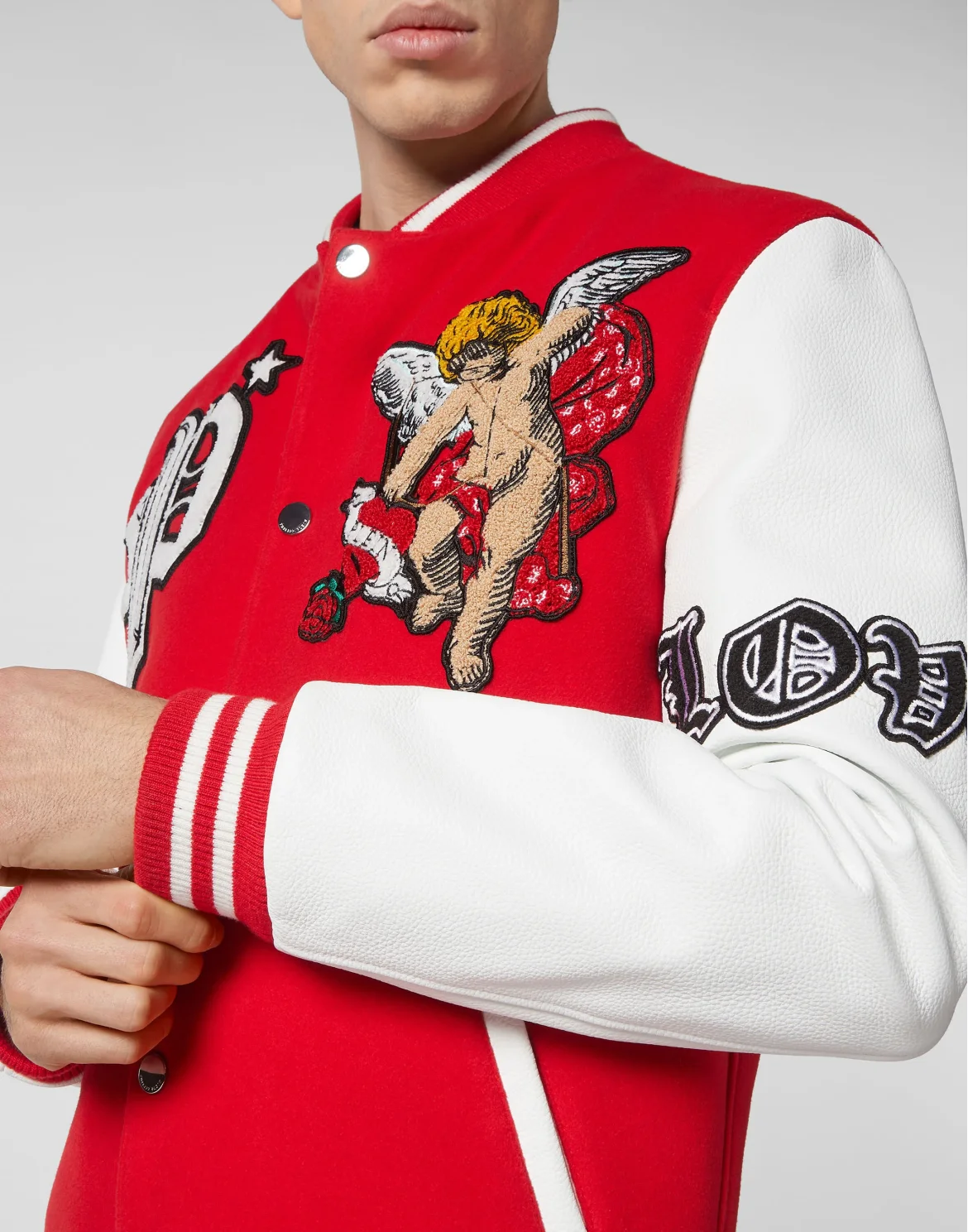 Wool and Letaher Bomber Love Angel, цвет: Красный