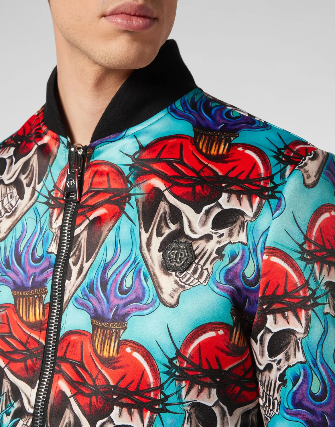 Satin Bomber Love Tattoo, цвет: Бирюзовый